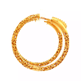 Round Cut-Out Heart Huggie Earrings in Yellow Gold