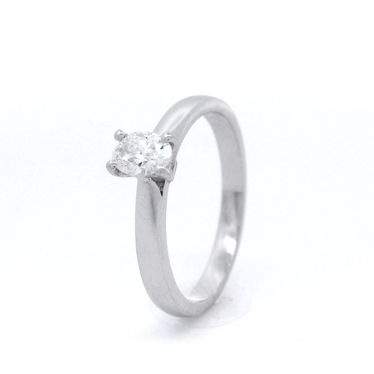 Oval Shaped Diamond Set in a White Gold Engagement Ring