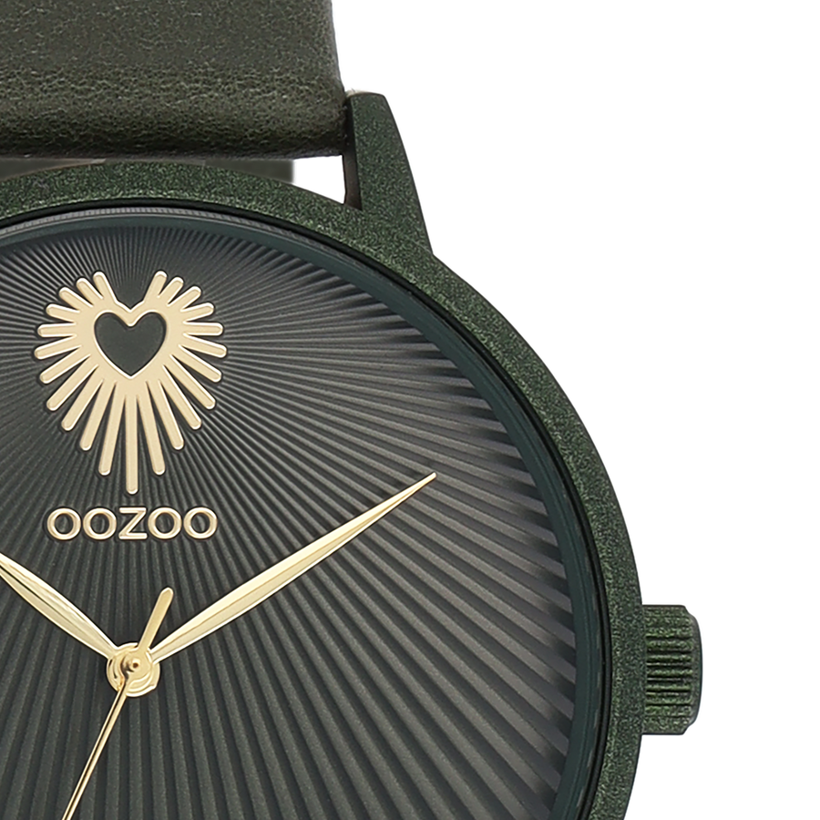 Forest Green Oozoo Watch With Forest Green Leather Strap