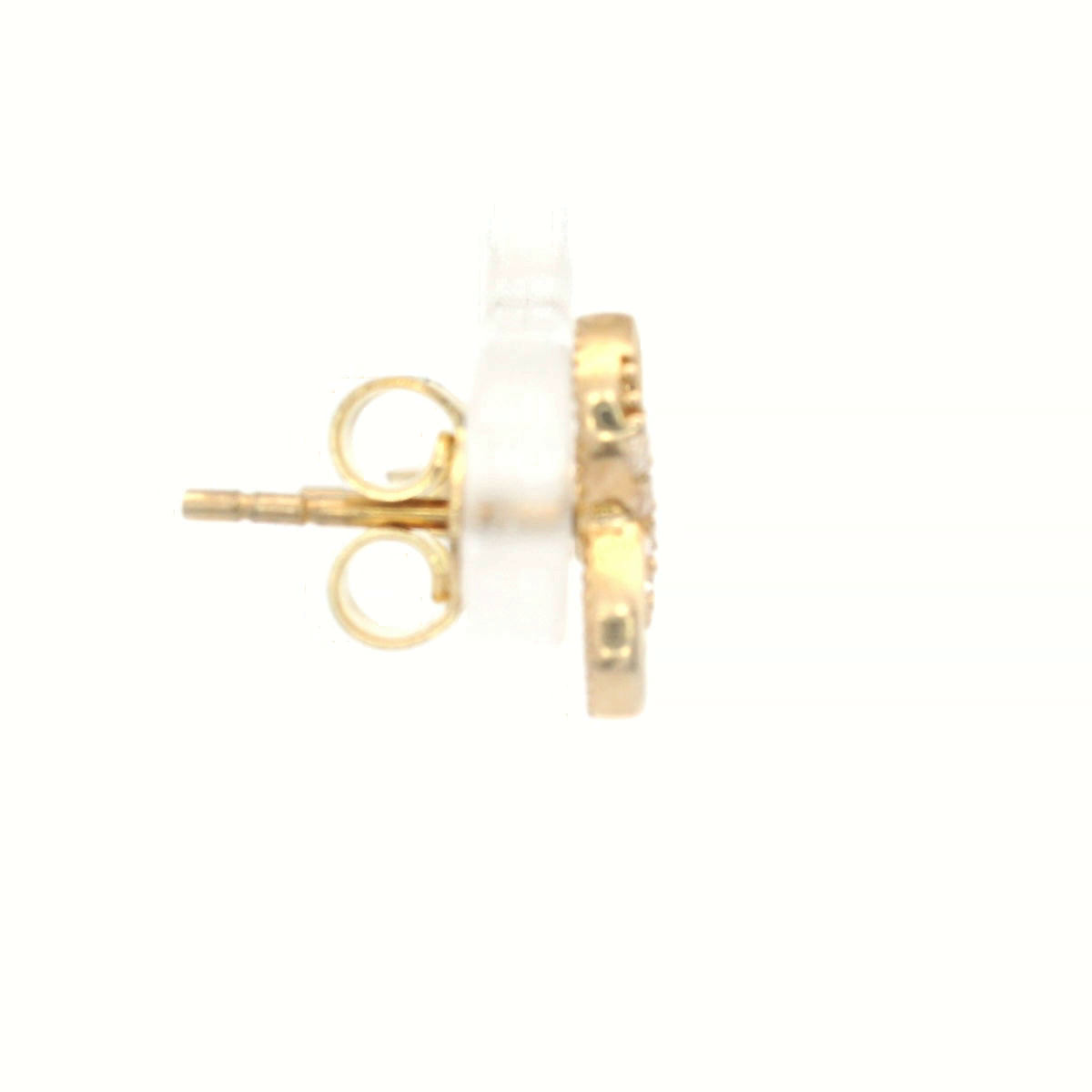 Mini Infinity Stud Earrings set with Cubic Zirconia in 9 Carat Yellow Gold. Design: EAR747