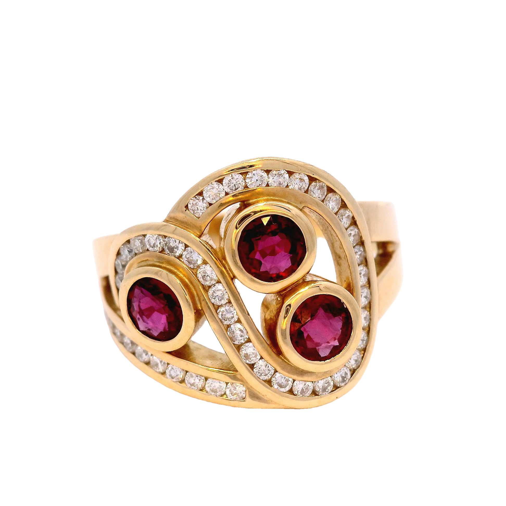 Diamond and Ruby Set in Yellow Gold Dress Ring