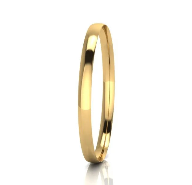9 Carat Yellow Gold Solid 6Mm X 65Mm Light Weight Bangle