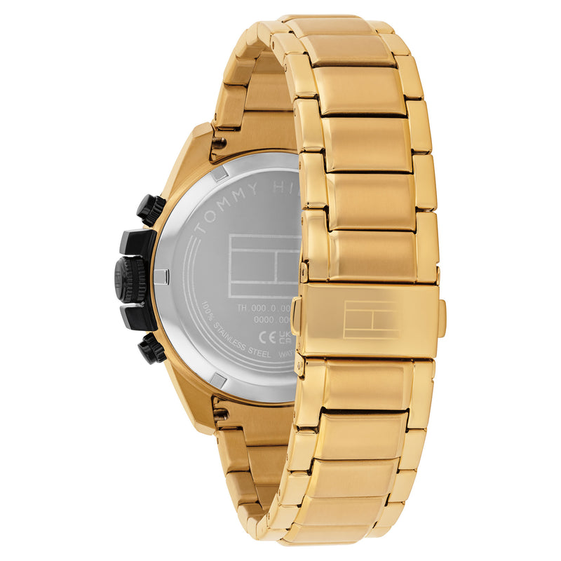 Tommy Hilfiger Gold Steel Black Dial Multi-function Men's Watch