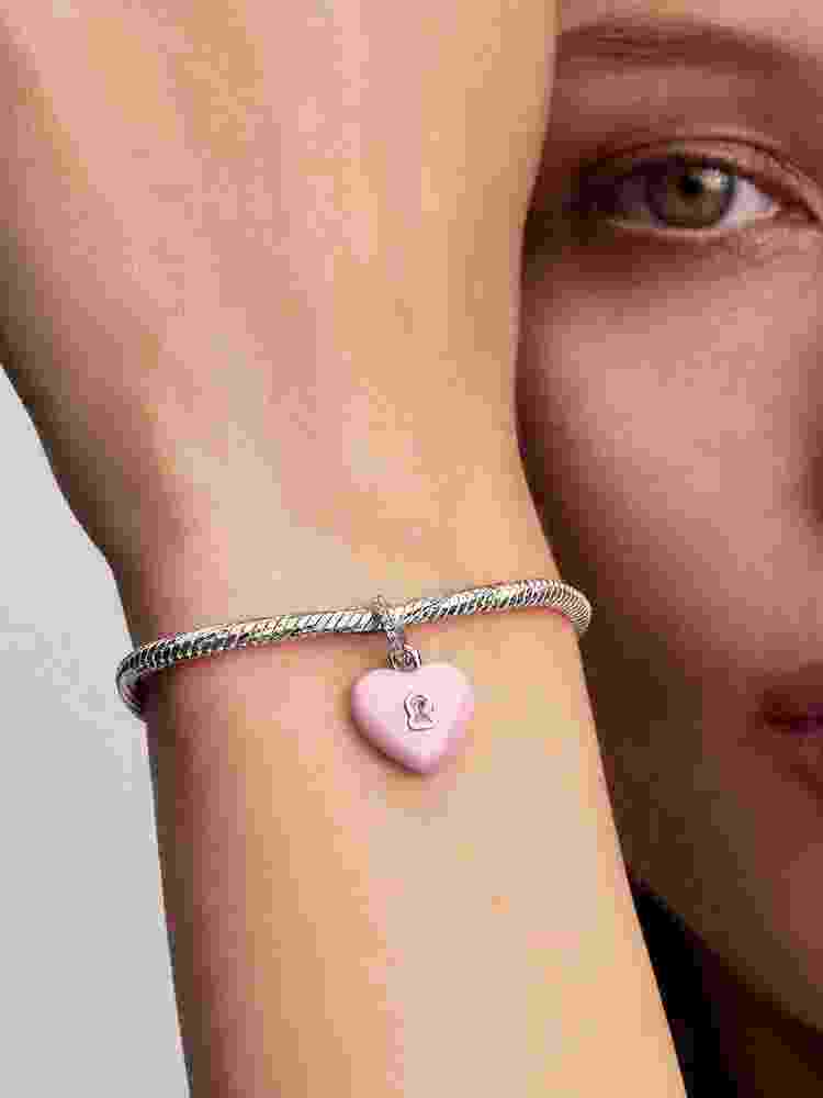 Pandora Pink Ceramic Heart Padlock Dangle Charm