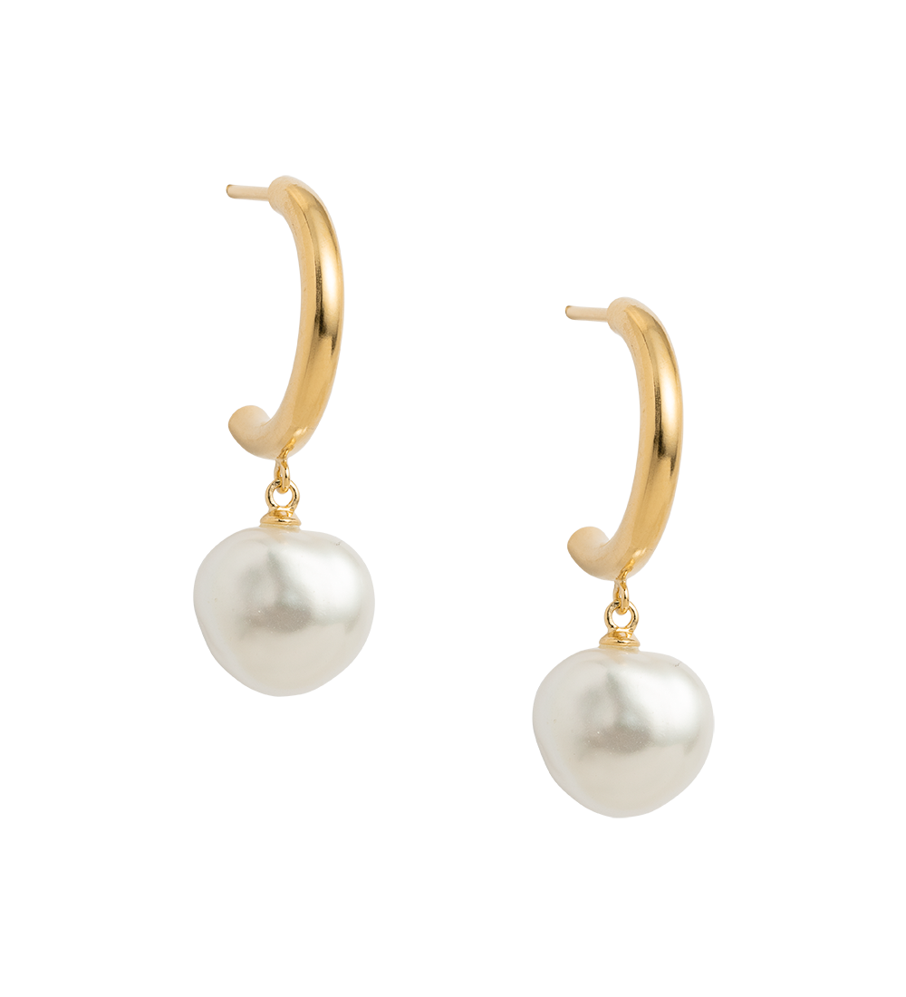 Kirstin Ash Pearl Drop Hoops 18ct Gold Plated
