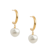 Kirstin Ash Pearl Drop Hoops 18ct Gold Plated