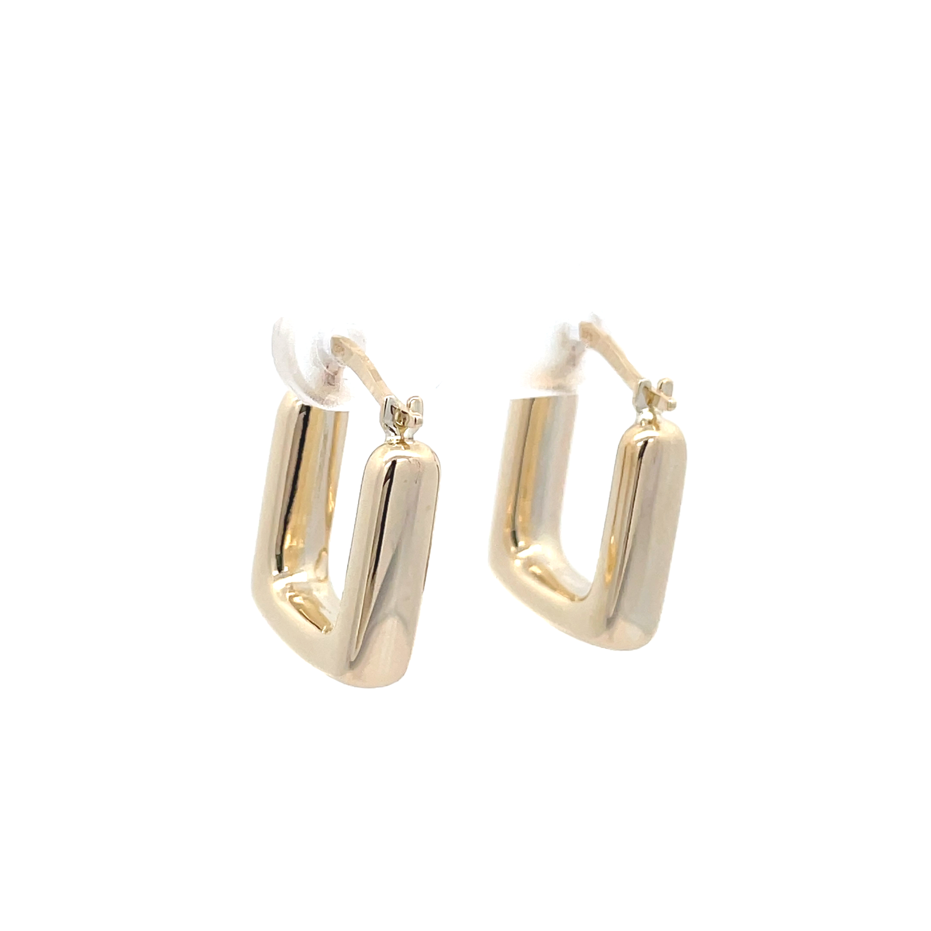 Yellow Gold Oblong Hoop Earring