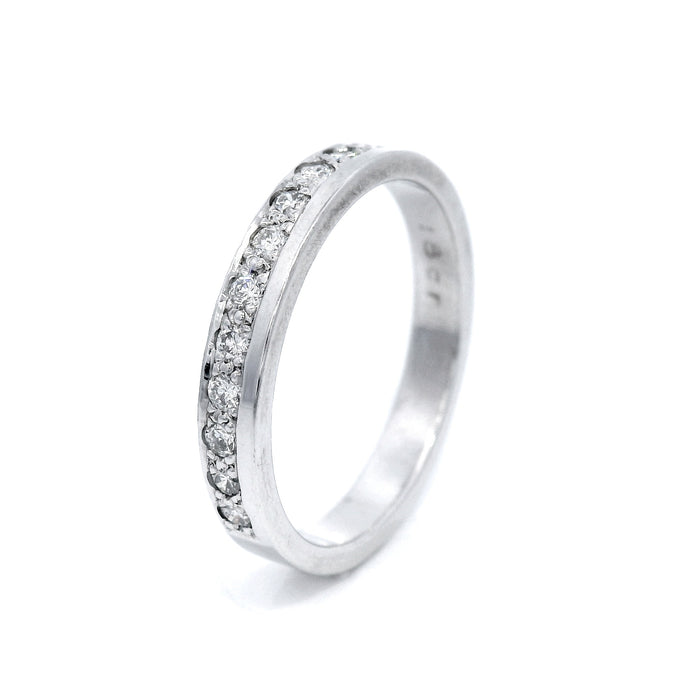 18K White Gold Bead Set Diamond Ring