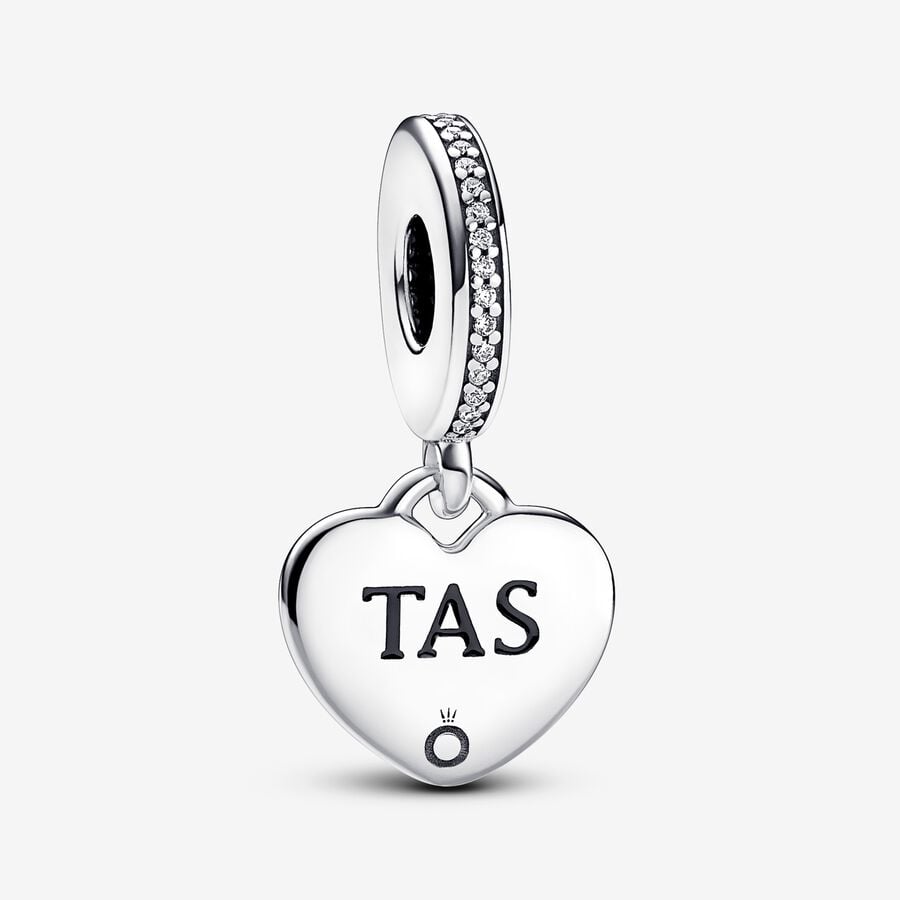 Tasmania Engravable Heart Dangle Charm