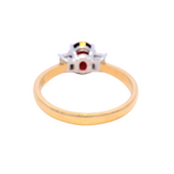 Oval Red Ruby Set in 4 Claw Yellow Gold Setting