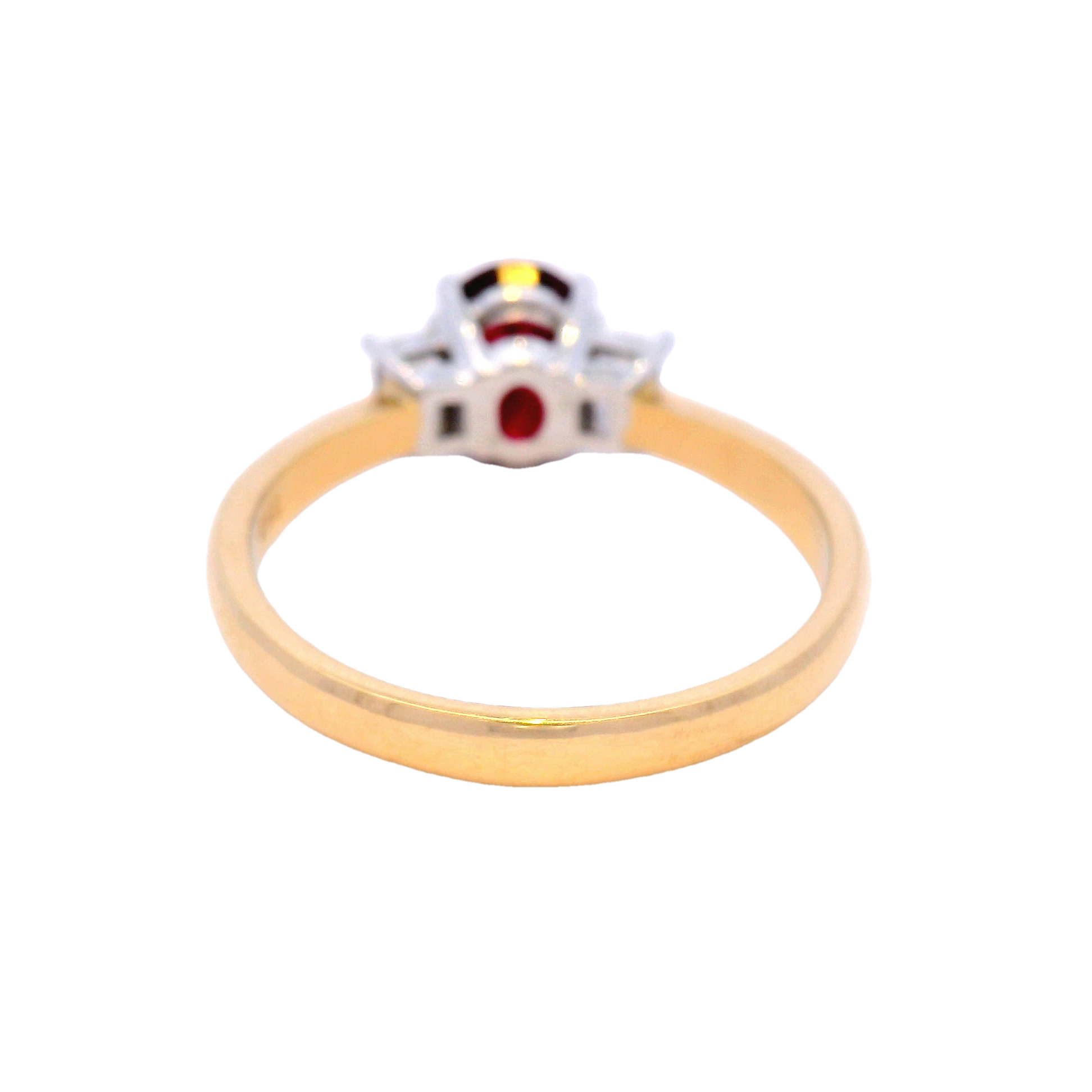 Oval Red Ruby Set in 4 Claw Yellow Gold Setting