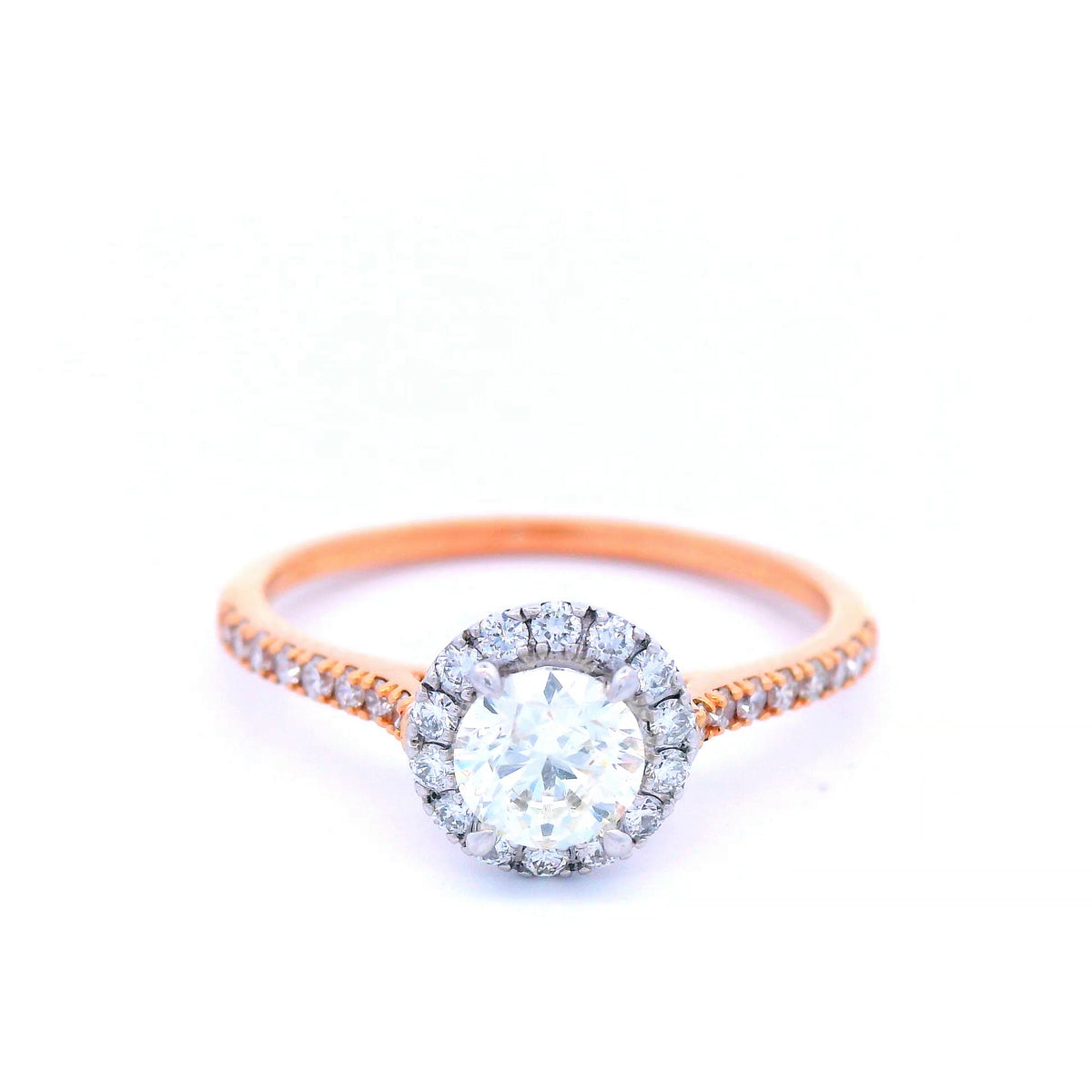 Diamond Halo Engagement Ring in Rose Gold
