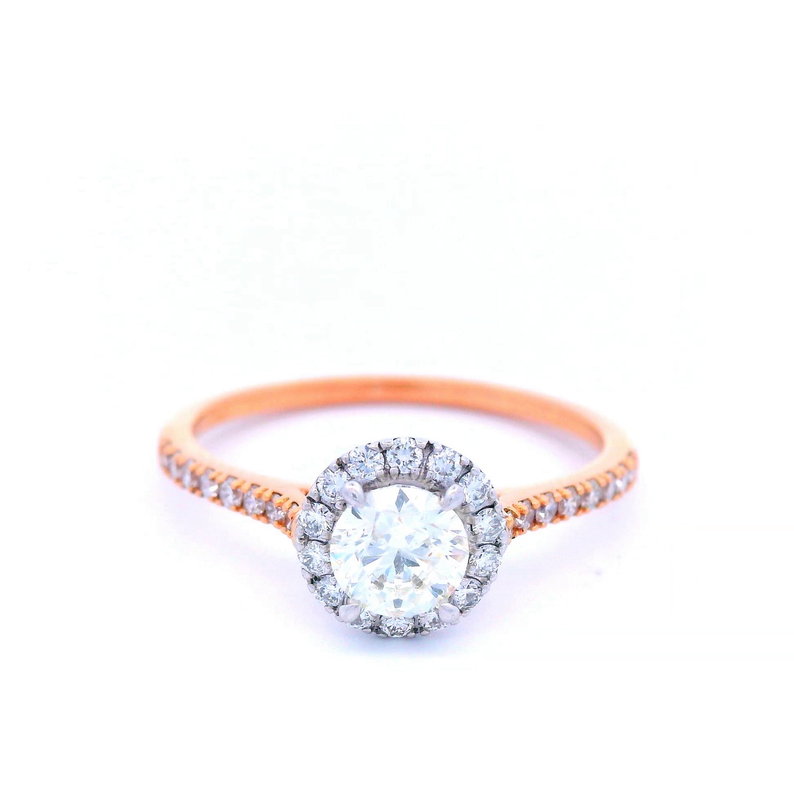Diamond Halo Engagement Ring in Rose Gold