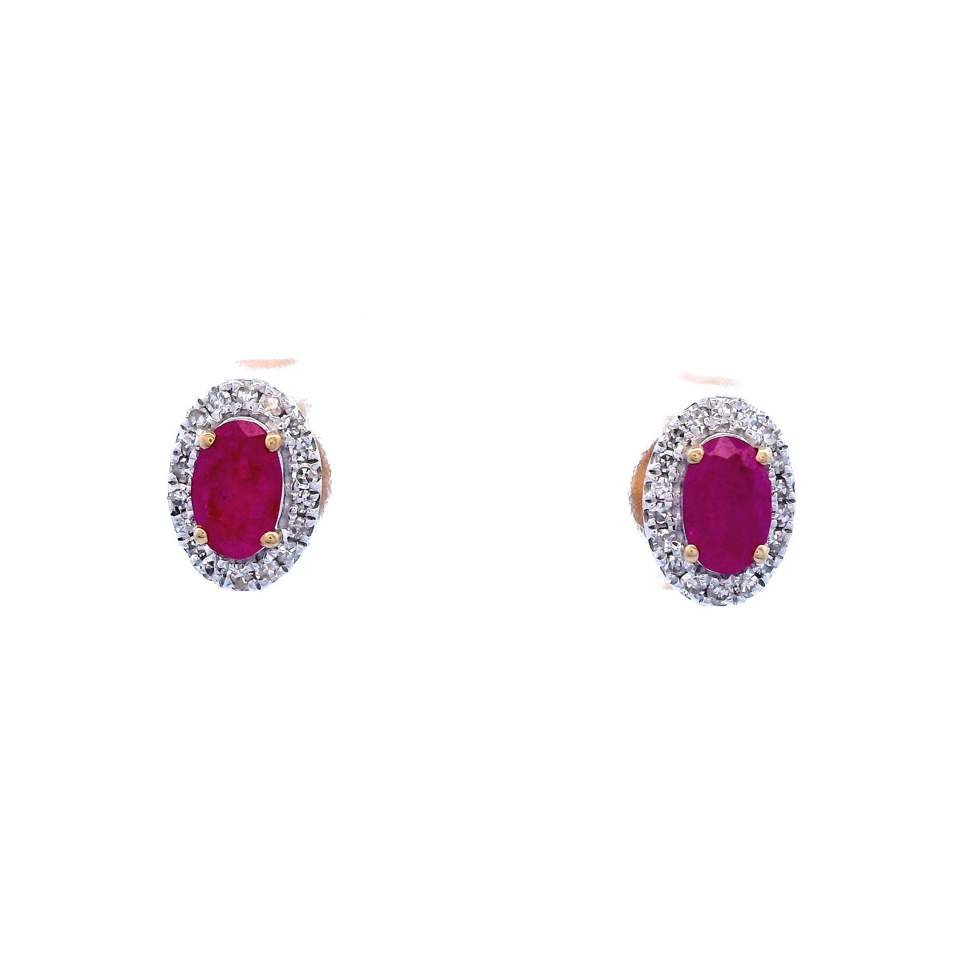 9ct Yellow Gold 0.1ct Diamond Ruby Earrings