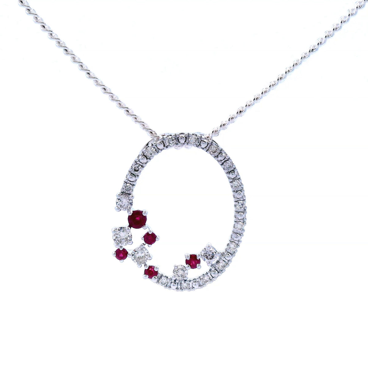 Diamond &amp; Ruby Oval Pendant