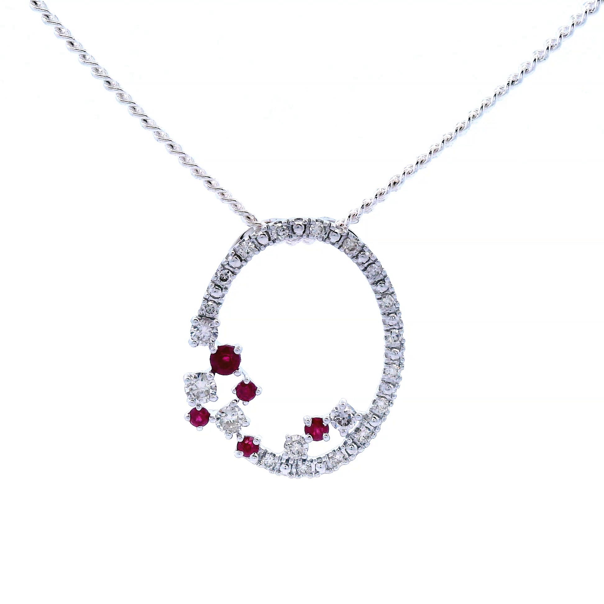 Diamond & Ruby Oval Pendant