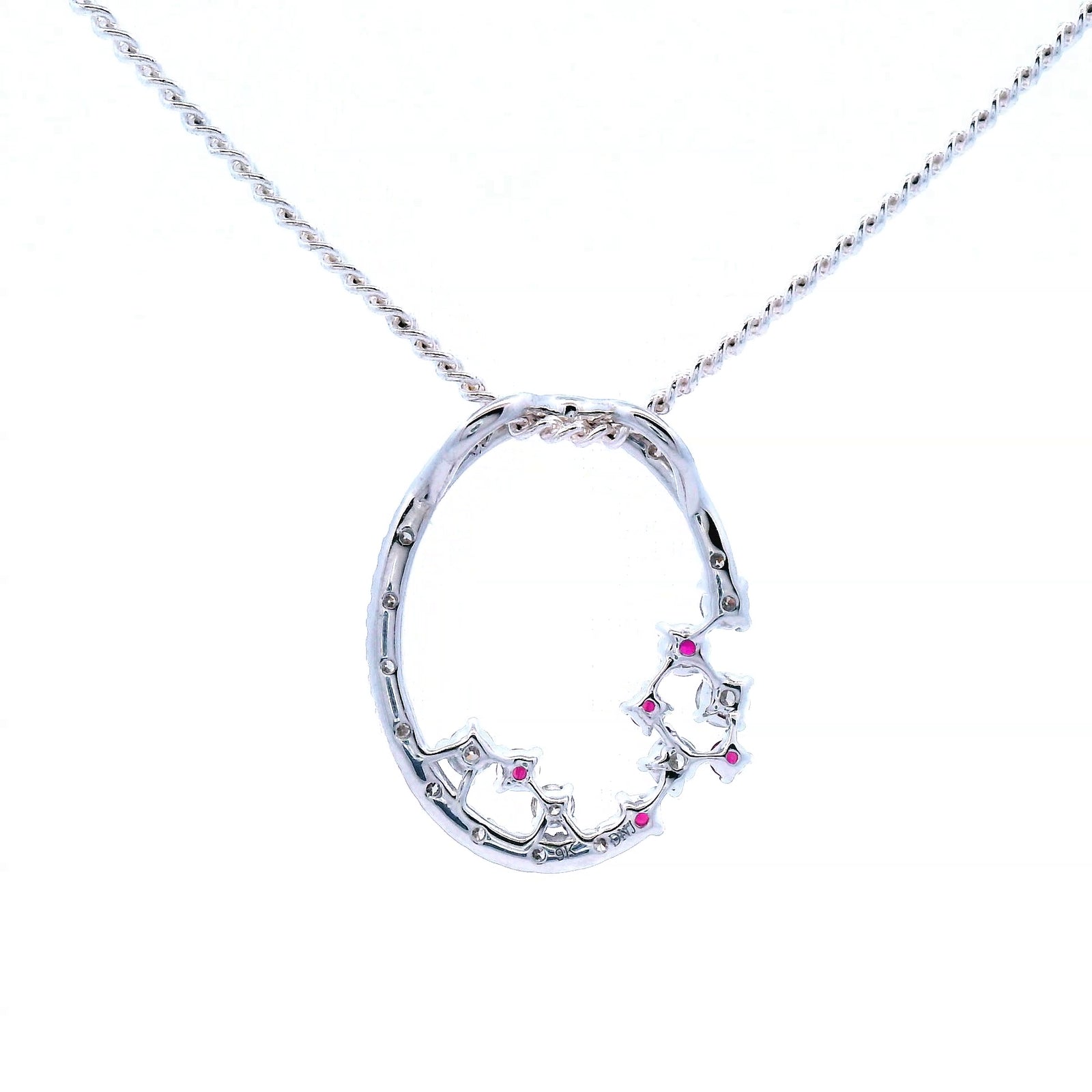 Diamond & Ruby Oval Pendant