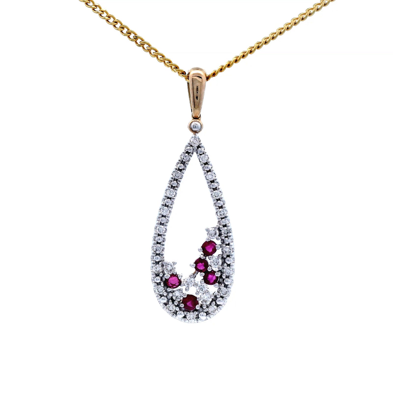 Yellow Gold Ruby and Diamond Pendant