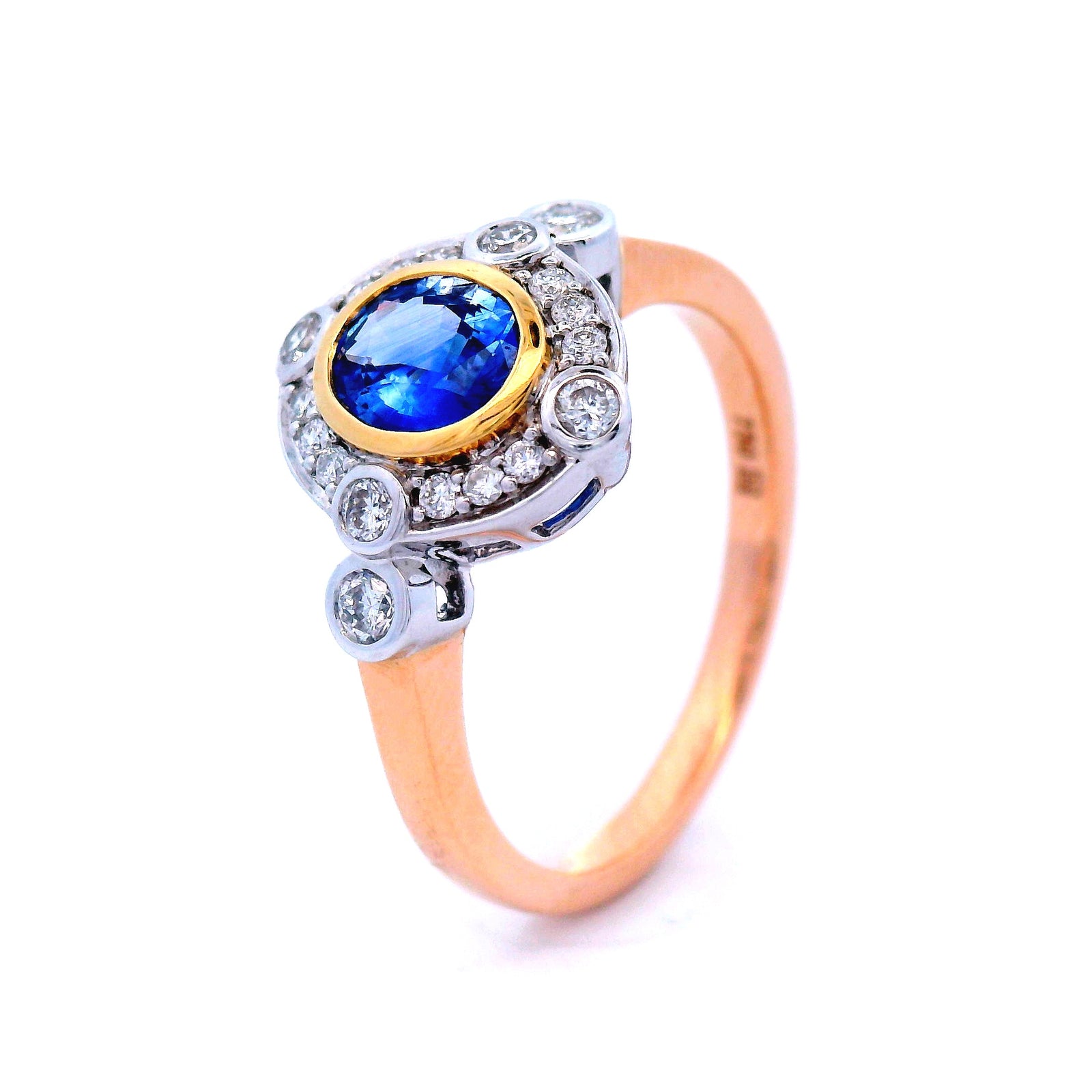 Ceylon Sapphire & Diamond Dress Ring in 18 carat Rose & White Gold