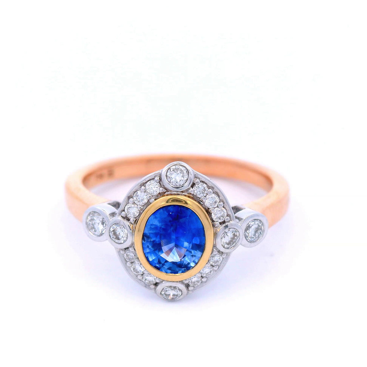Ceylon Sapphire & Diamond Dress Ring in 18 carat Rose & White Gold