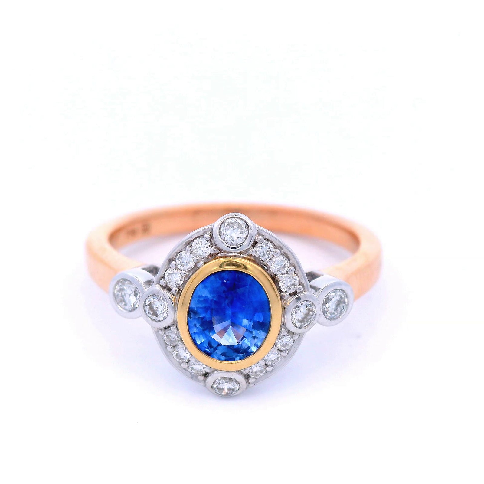 Ceylon Sapphire & Diamond Dress Ring in 18 carat Rose & White Gold