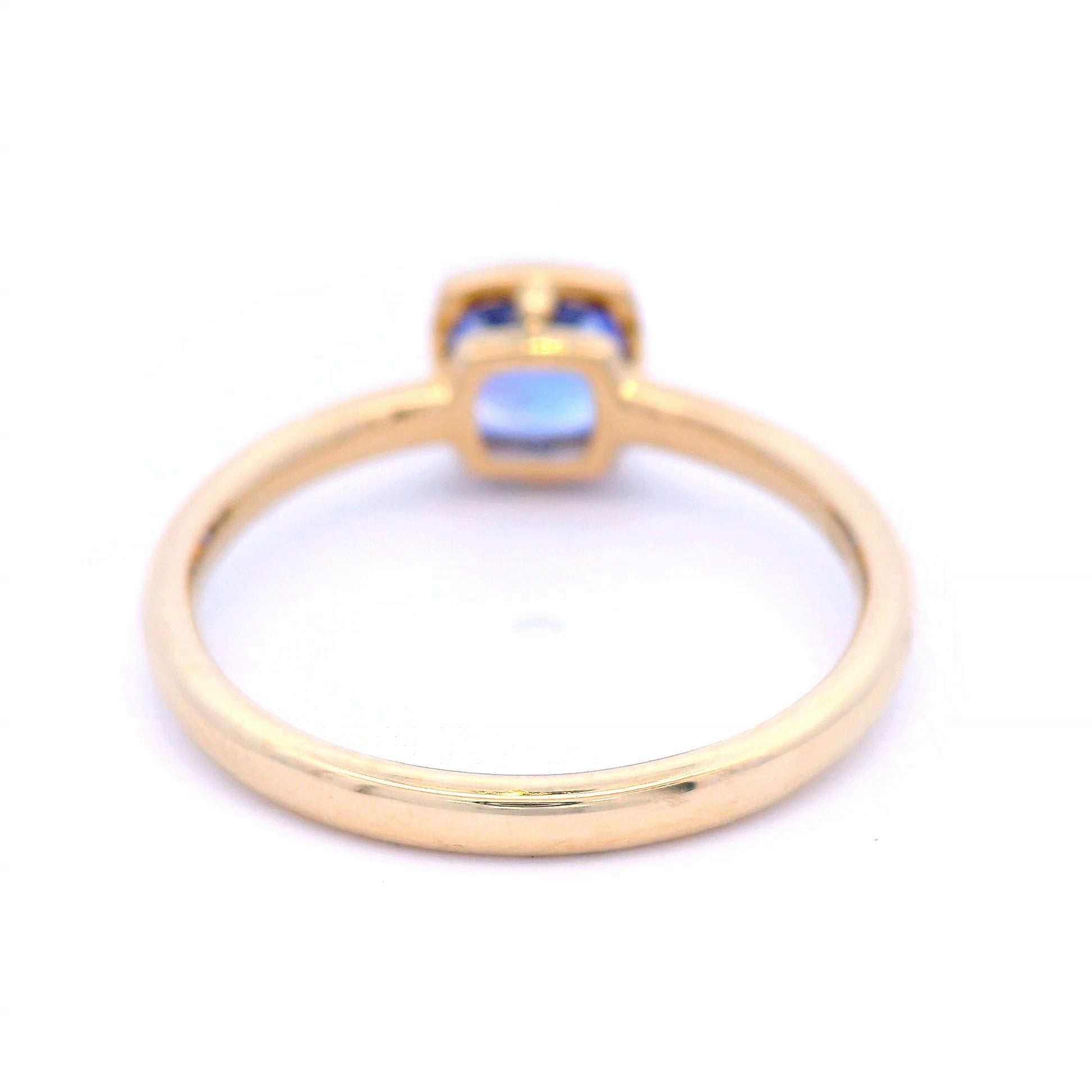 Tanzanite Cusion Coloured Stone Ring in 9ct Yellow Gold