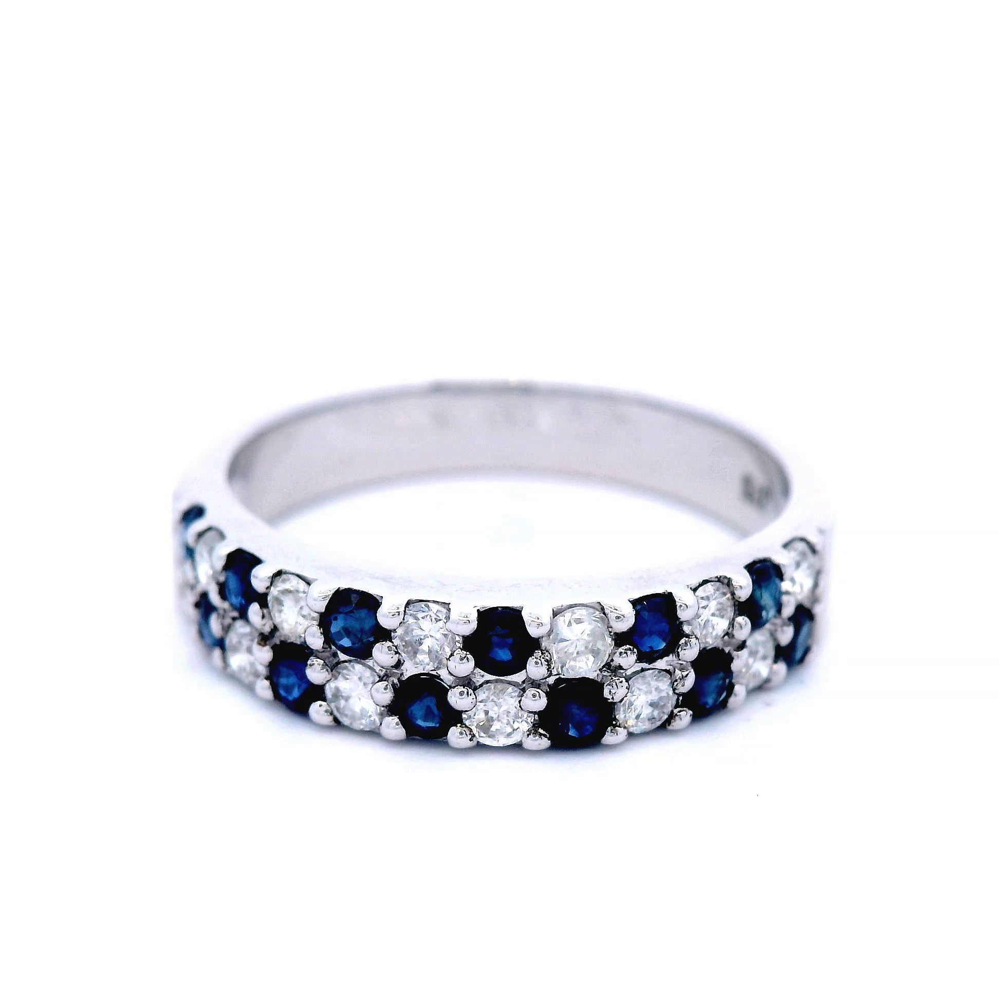 12 x Saph = 0.50. 12 x Dia = 0.37 ct. 9ct WG