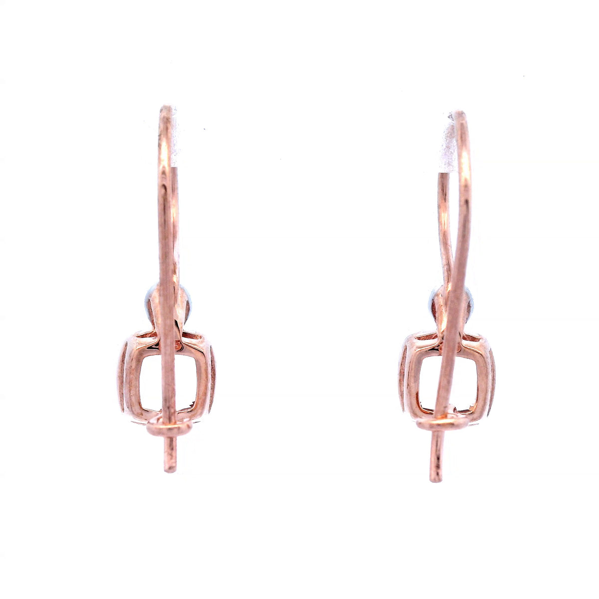 9ct Rose Gold Cushion Set Morganite and Diamond Earrings