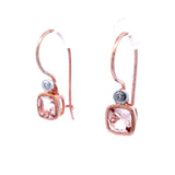 9ct Rose Gold Cushion Set Morganite and Diamond Earrings