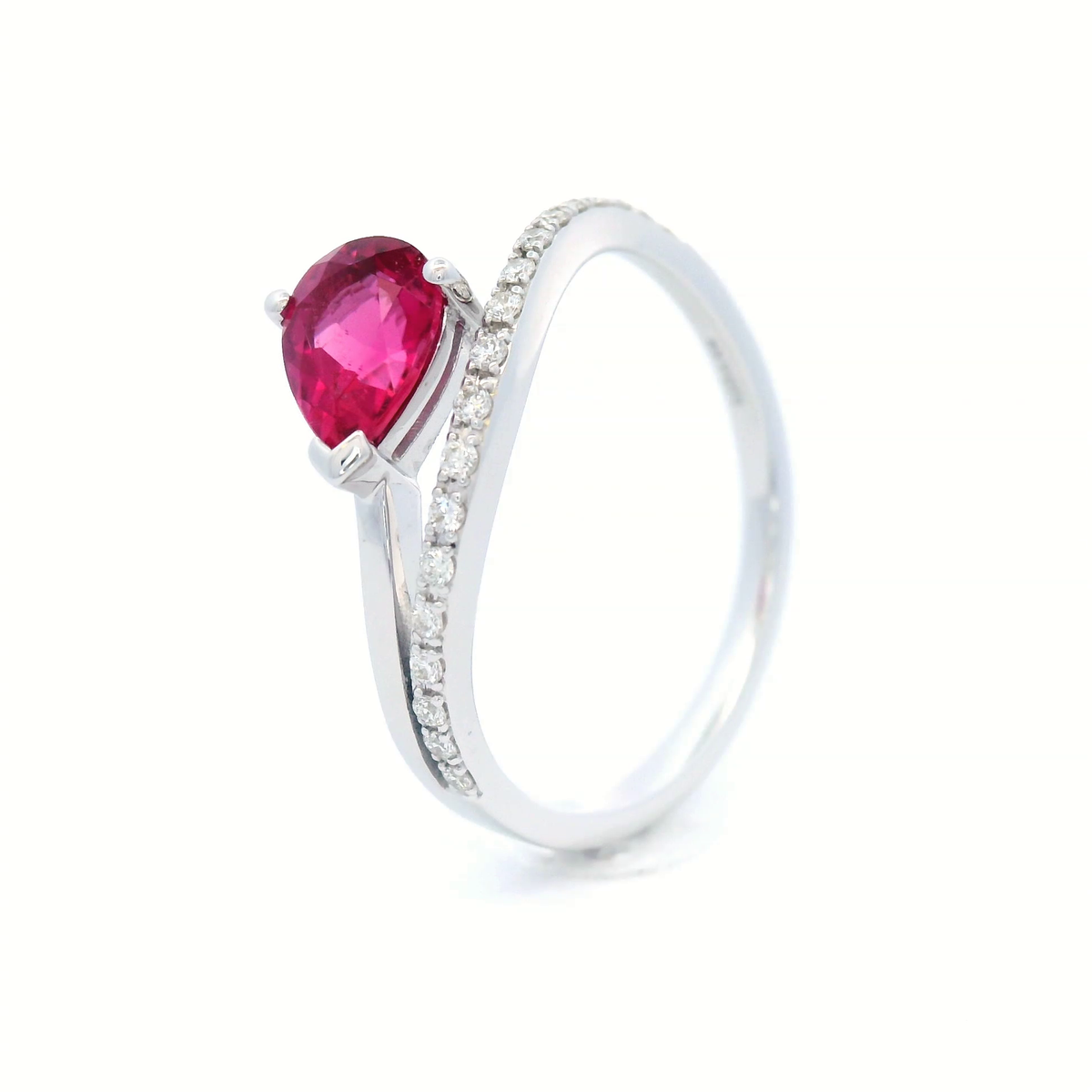 Pink Tourmaline Dress Ring with Diamond and Set in White Gold