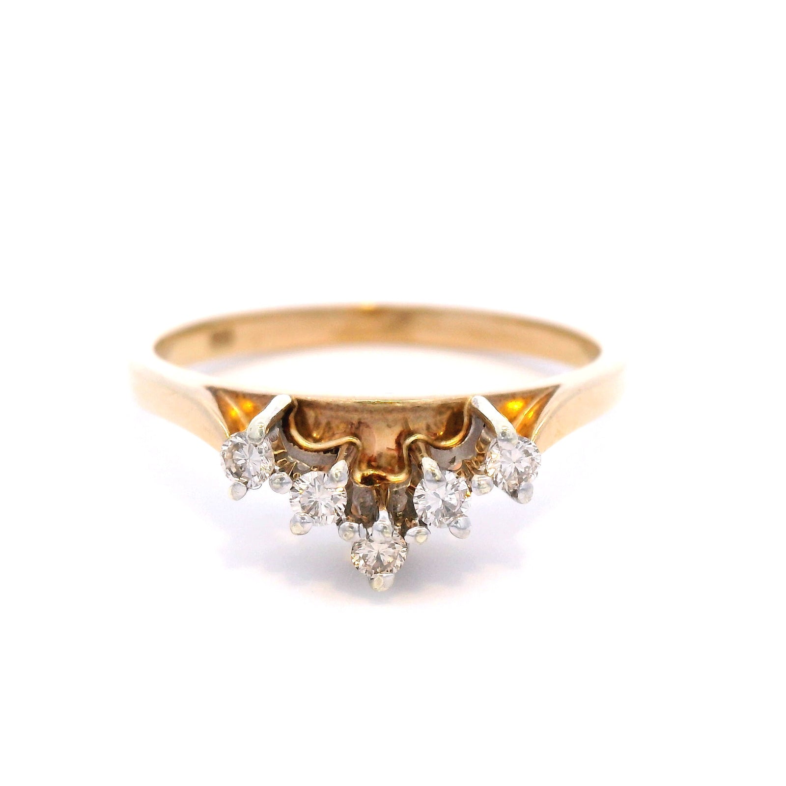 V Shaped  Diamond Ring In 9 Carat Yellow Gold