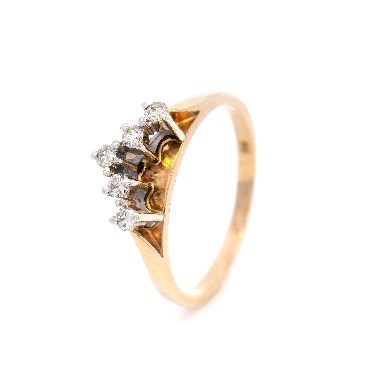 V Shaped  Diamond Ring In 9 Carat Yellow Gold