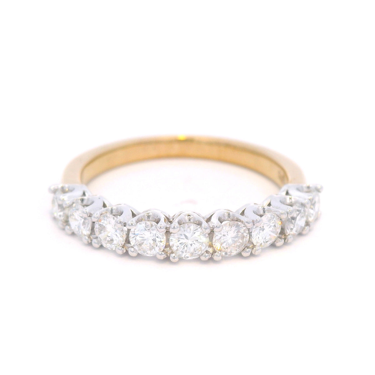 Diamond Claw Set Straight Anniversary Ring Set in 9 carat Yellow and White Gold