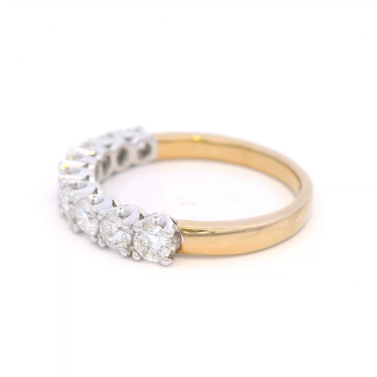 Diamond Claw Set Straight Anniversary Ring Set in 9 carat Yellow and White Gold