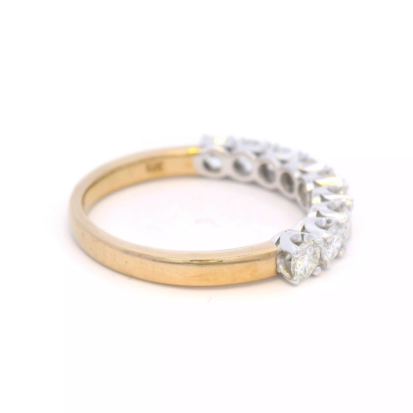 Diamond Claw Set Straight Anniversary Ring Set in 9 carat Yellow and White Gold