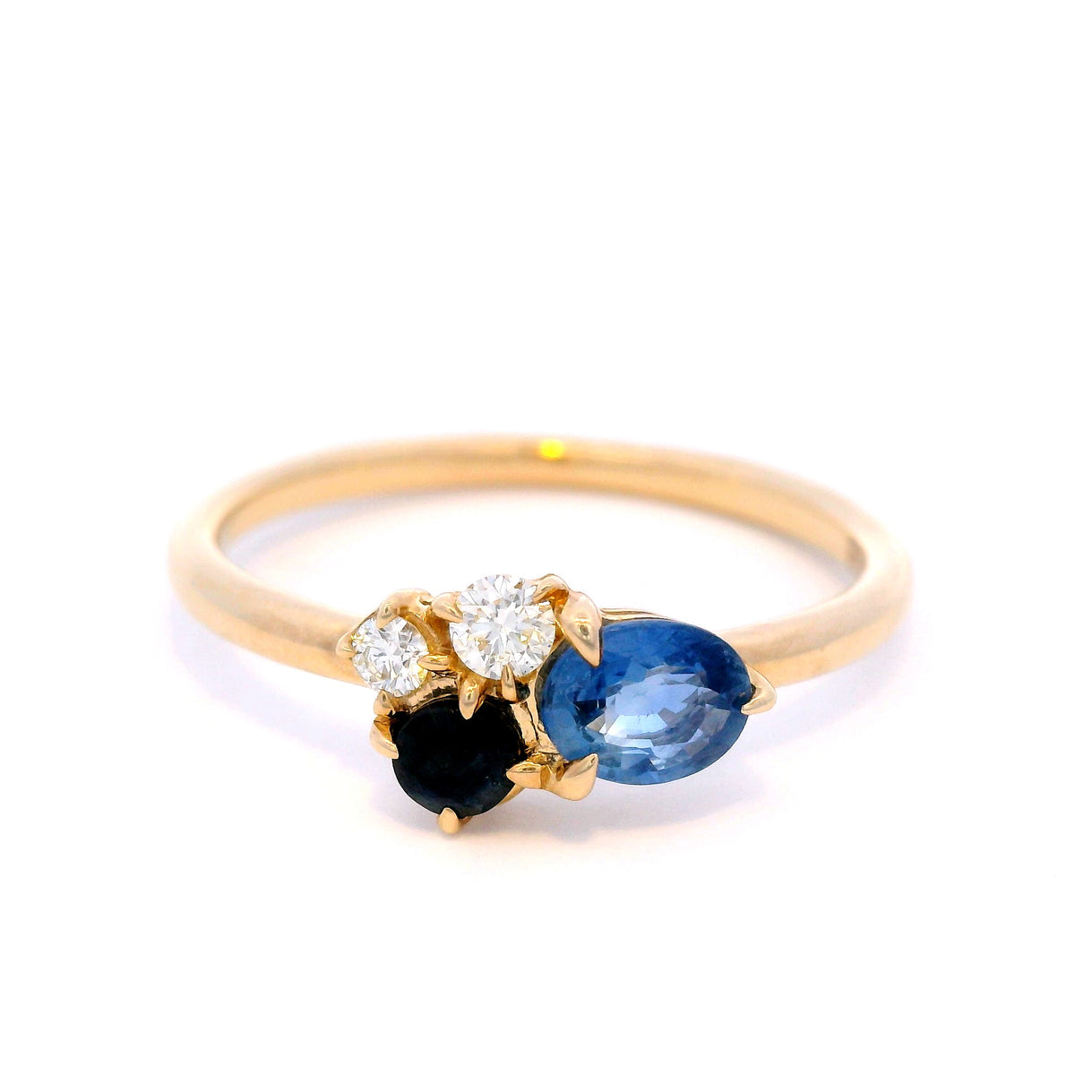 Ceylon Sapphire and Blue Sapphire Ring in Yellow Gold
