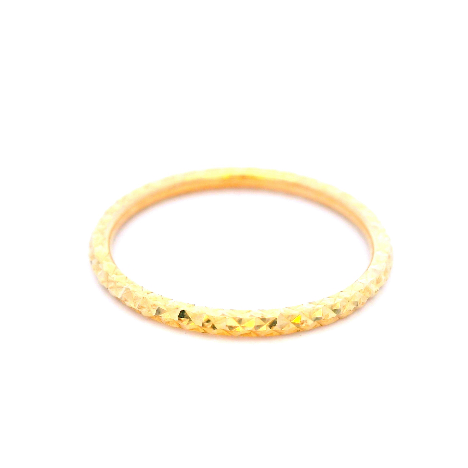 Yellow Gold Solid Diamond Cut Stacker Ring Size N