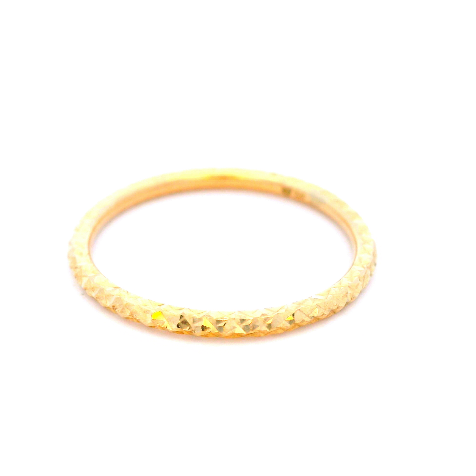 Yellow Gold Solid Diamond Cut Stacker Ring Size N
