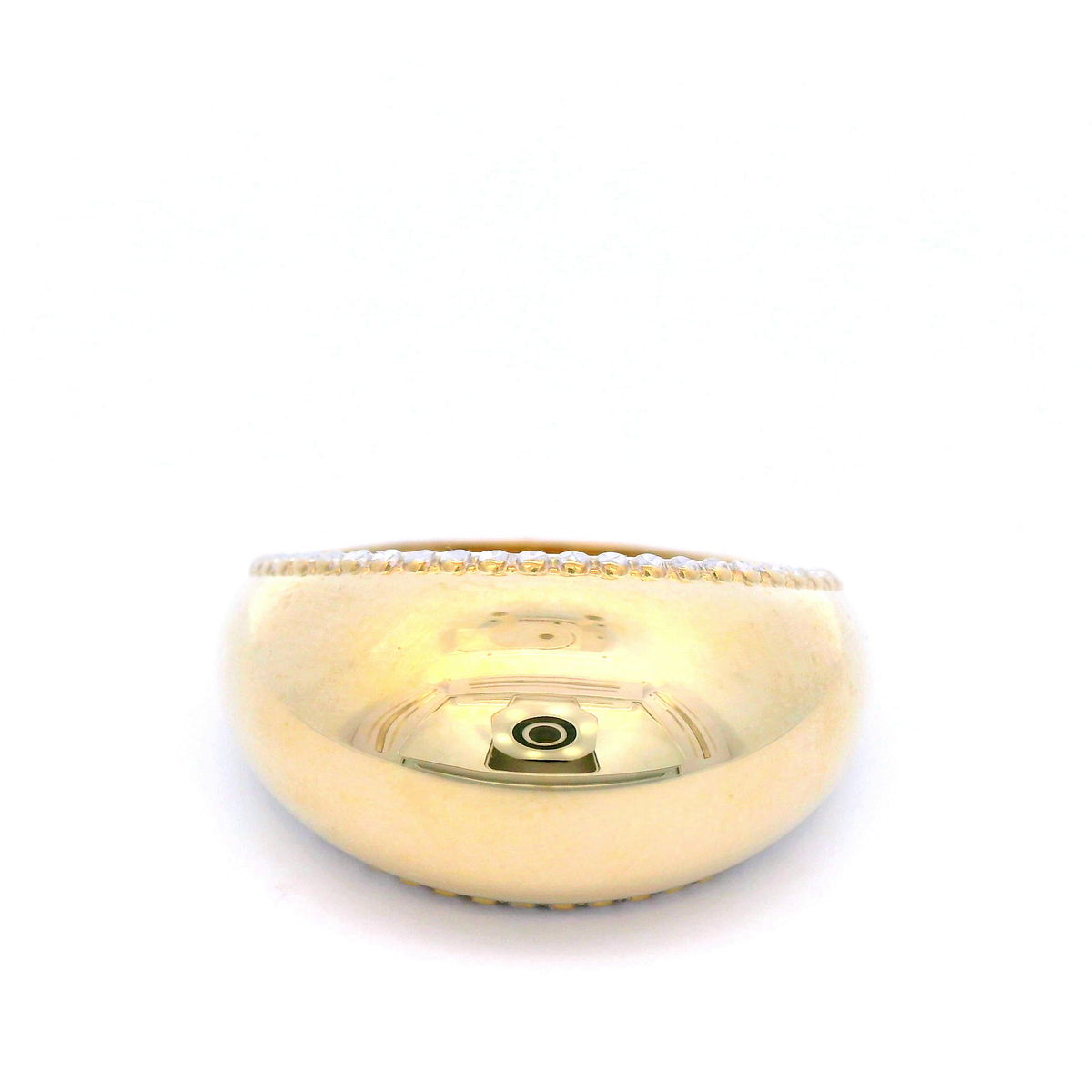 Patterned Edge Dome Ring in Yellow Gold