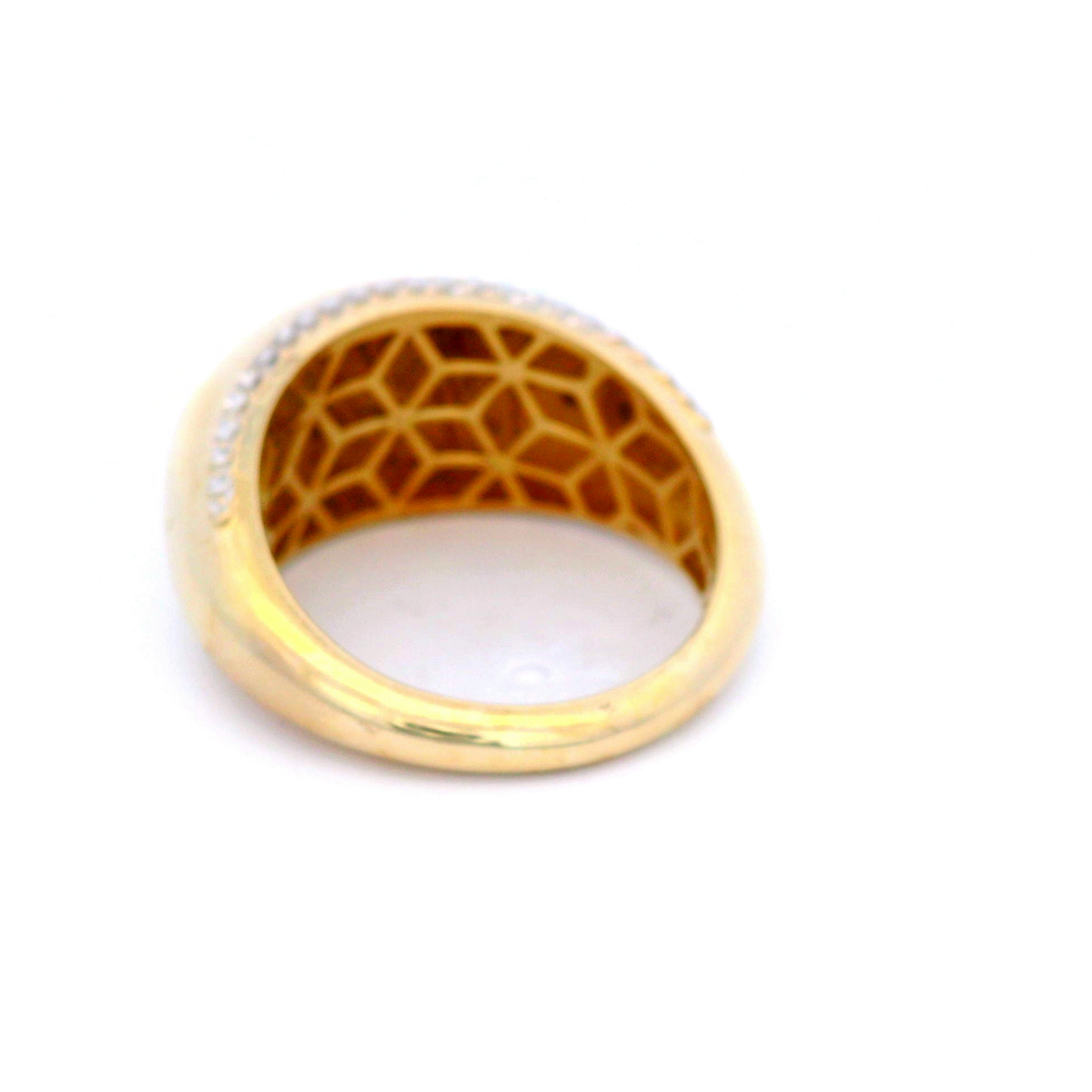 Patterned Edge Dome Ring in Yellow Gold