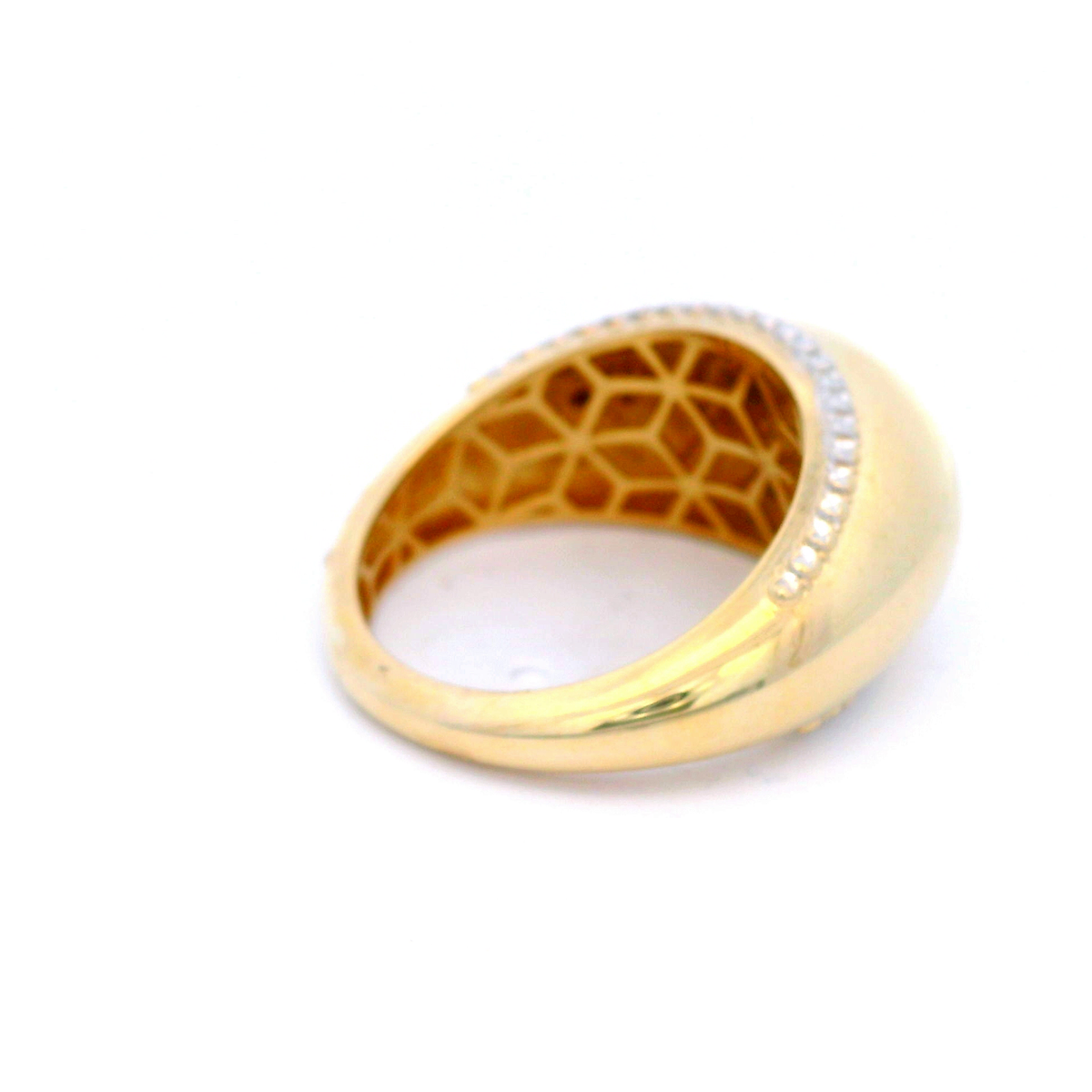 Patterned Edge Dome Ring in Yellow Gold