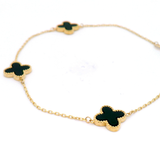 9K Yellow Gold Black Onyx Clover Bracelet