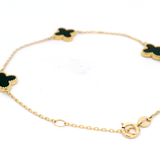 9K Yellow Gold Black Onyx Clover Bracelet