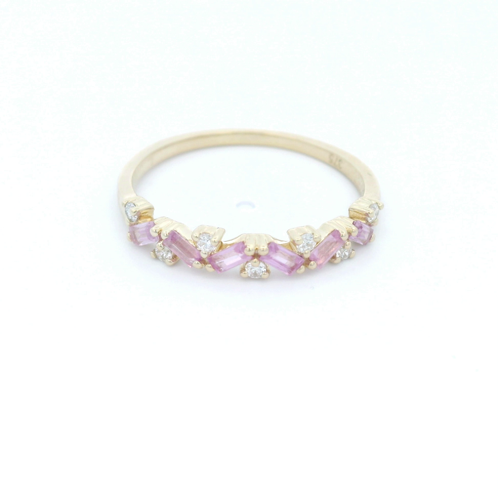 Pink Sapphire Baguette and Diamond Dress Ring