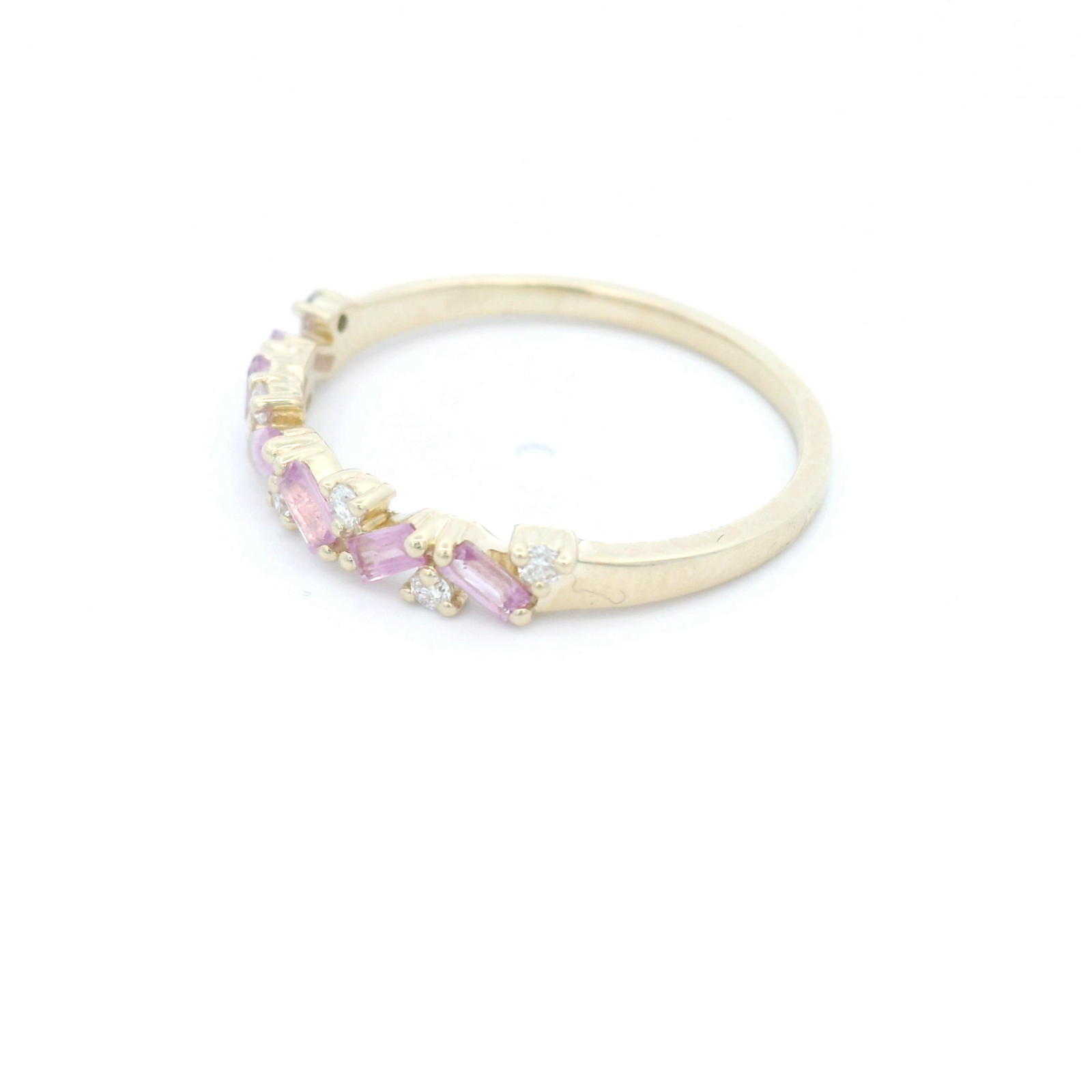 Pink Sapphire Baguette and Diamond Dress Ring
