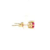 Gold Stud Earrings with Cabochon Red Ruby