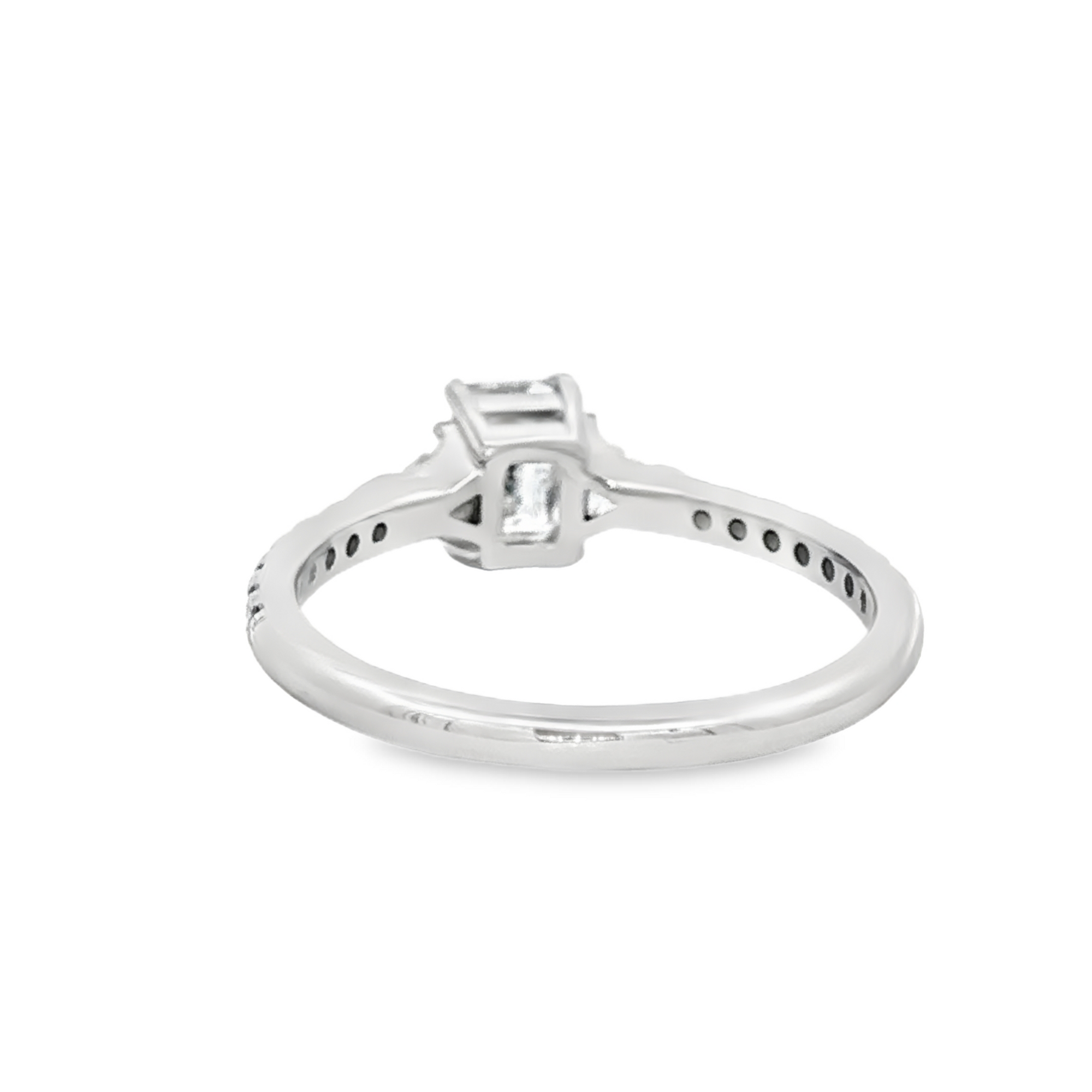 Emerald Cut Diamond Engagement Ring in White Gold