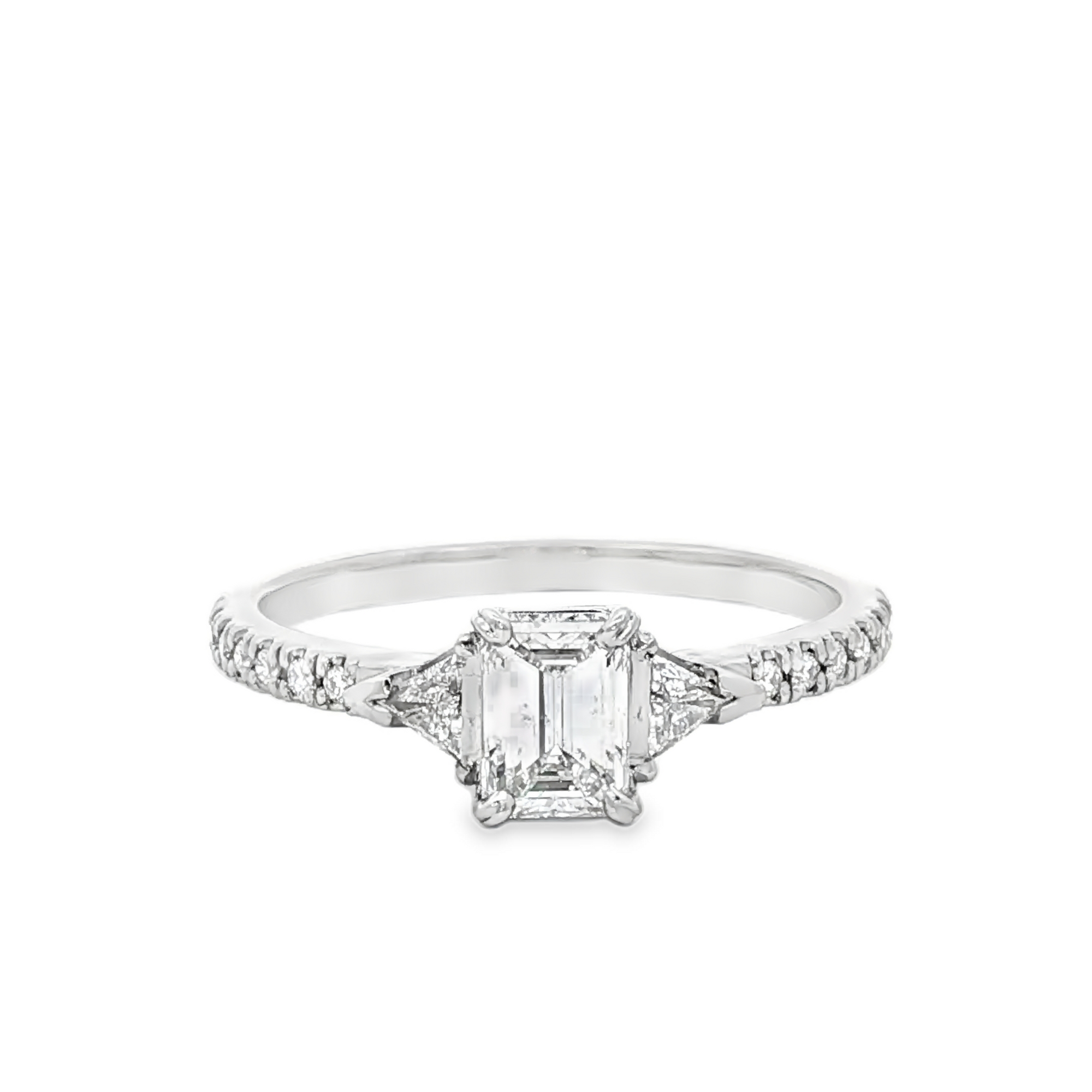 Emerald Cut Diamond Engagement Ring in White Gold