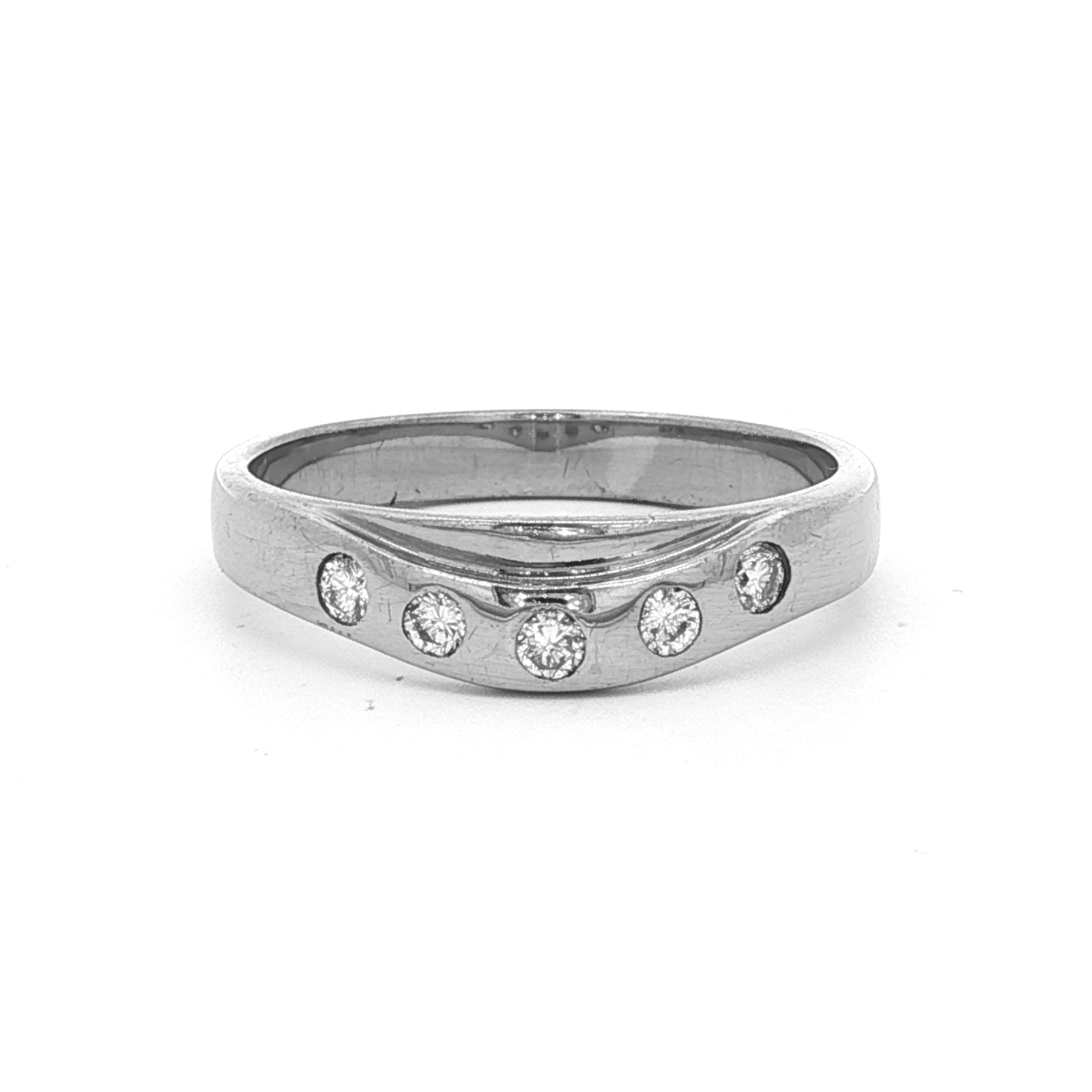 9CT W/G FITTED WEDDER SET 5 X .025CT DIA Size O