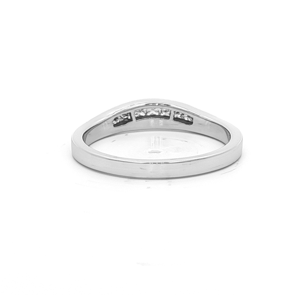 Diamond Princess Cut Channel Set Curved Eternity Ring in White Gold